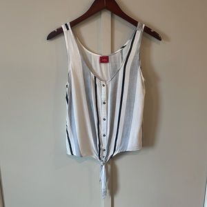 Day trip black and white striped button up tank top